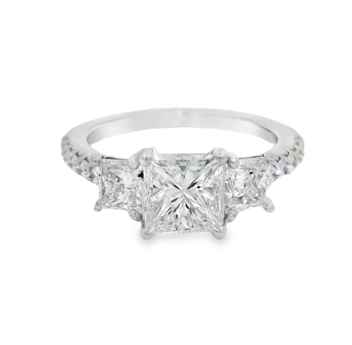 Three Stone Princess Cut Ring