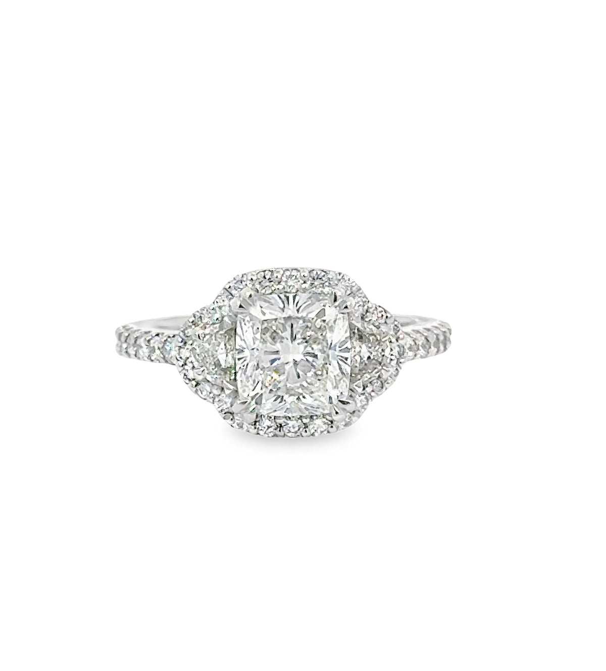 Cushion Cut Three Stone Ring