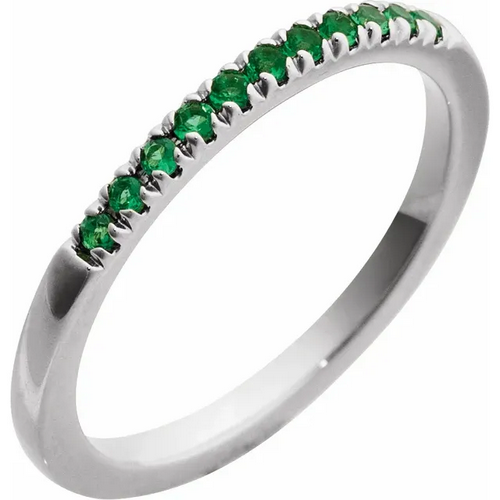 Stuller Settings 14K White Natural Emerald Stackable Ring