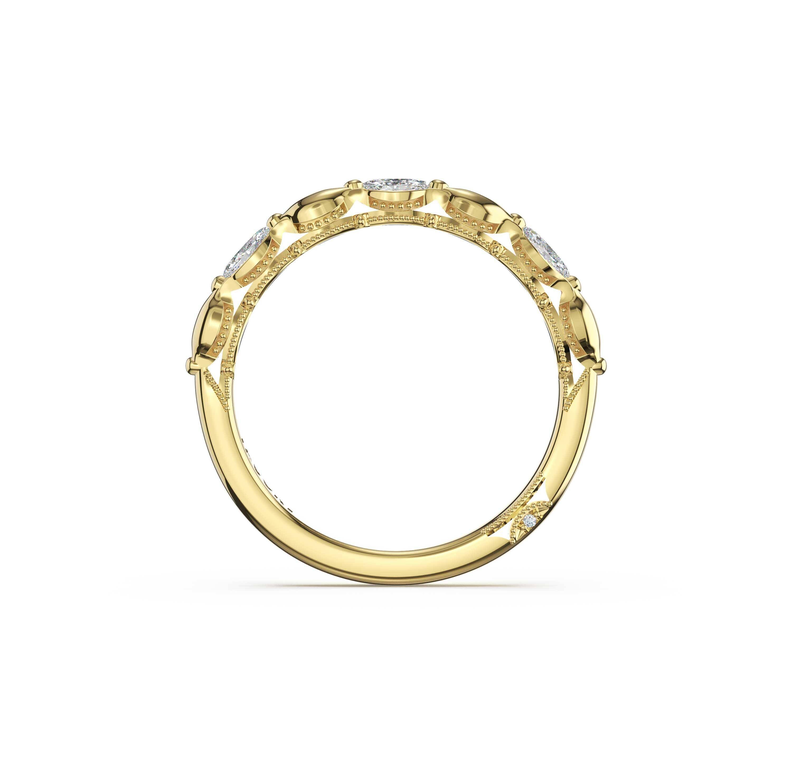 Tacori Sculpted Crescent | Marquise Pattern Band in 14kt Yellow Gold, view 3