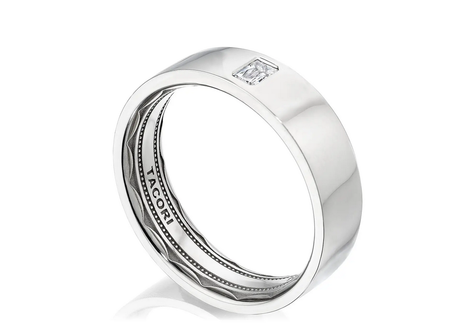 Tacori Bezel Set Diamond Wedding Band in High Polish Finish, view 2