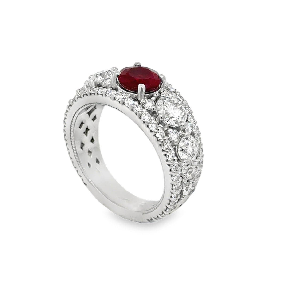 Ruby and Diamond Fashion Band, view 4