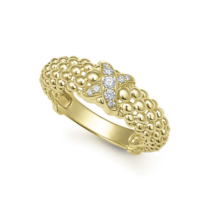 LAGOS 18K Gold X Caviar Diamond Ring