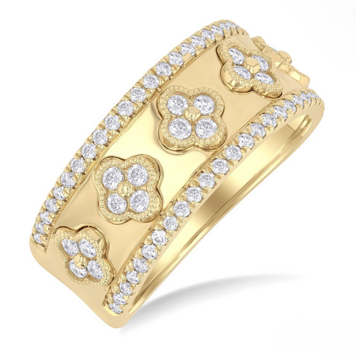 Ashi Diamond Clover Diamond Wide Band