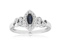 Royal Jewelry Manufacturing Blue Sapphire and Diamond Halo Ring