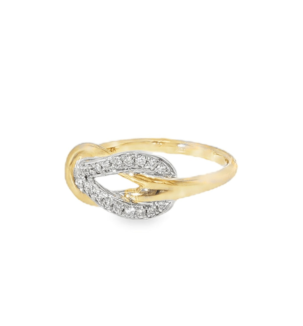 H.J. Namdar Two Tone Diamond Love Knot Ring, view 2