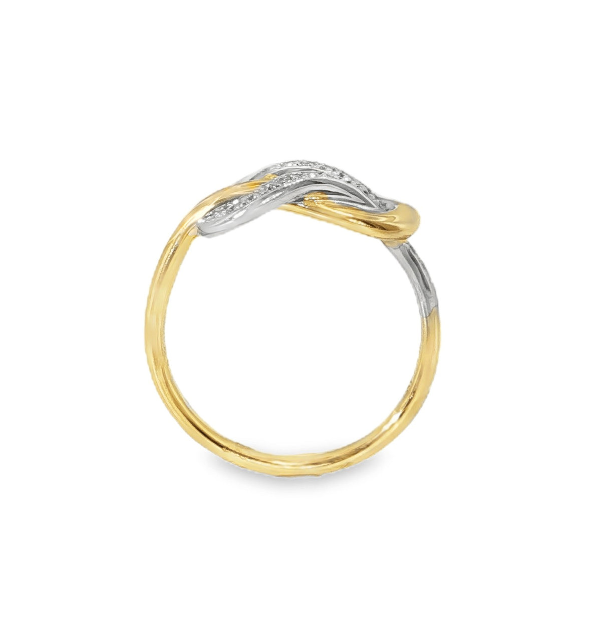 H.J. Namdar Two Tone Diamond Love Knot Ring, view 3