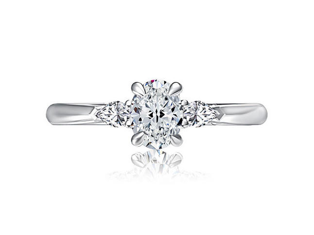A. JAFFE Oval Three Stone Engagement Ring