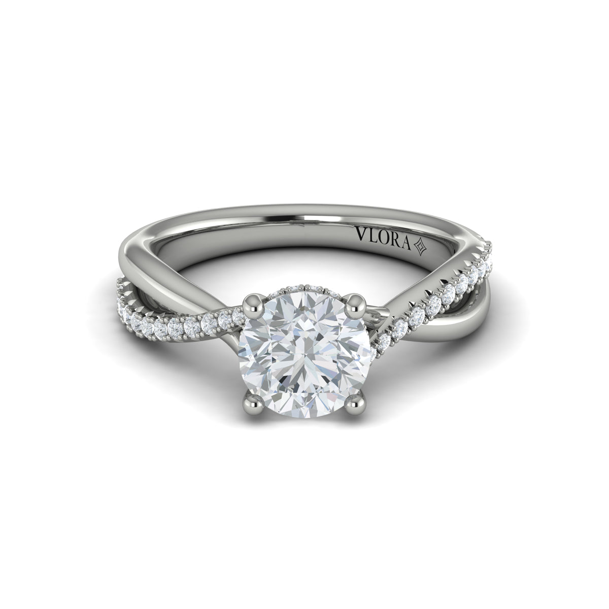 Vlora Jewels Entwined Hidden Halo Engagement Ring, view 2