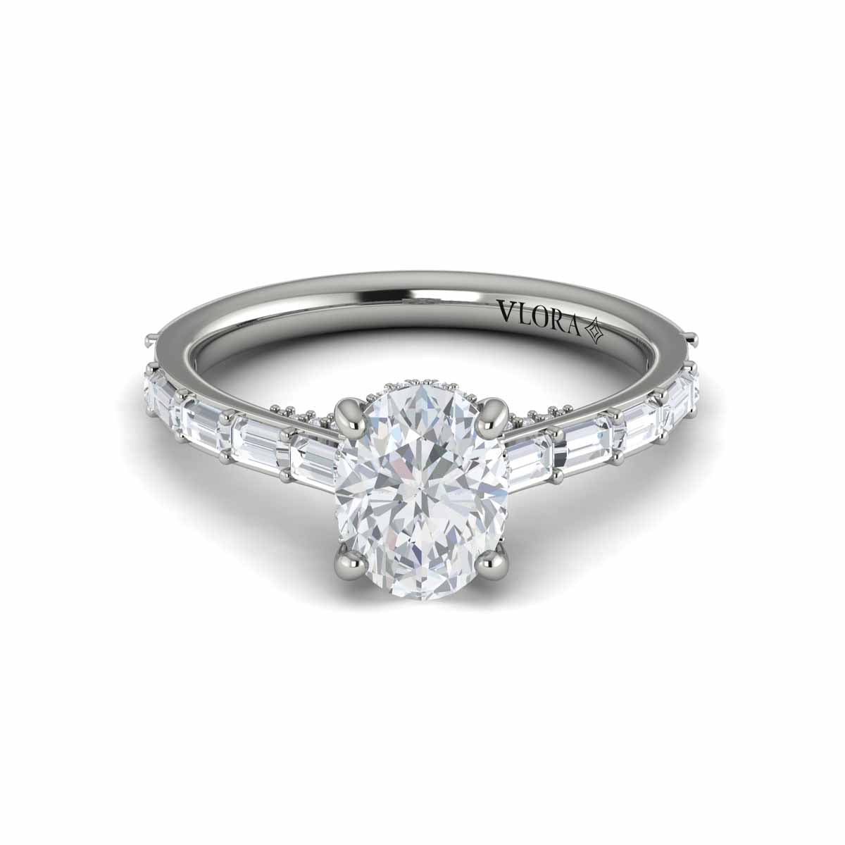 Vlora Jewels Serenity Oval Hidden Halo Engagement Ring, view 2