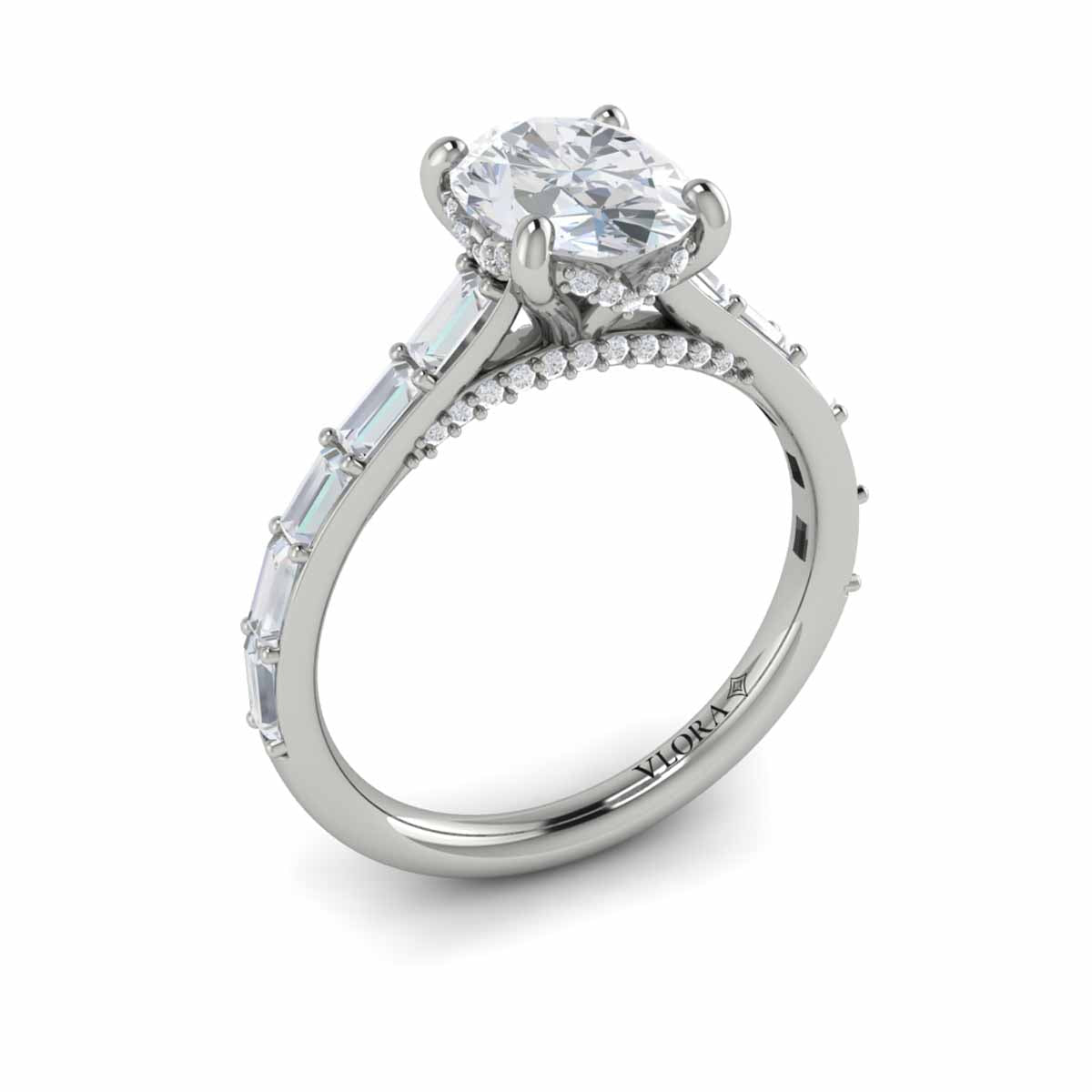 Vlora Jewels Serenity Oval Hidden Halo Engagement Ring