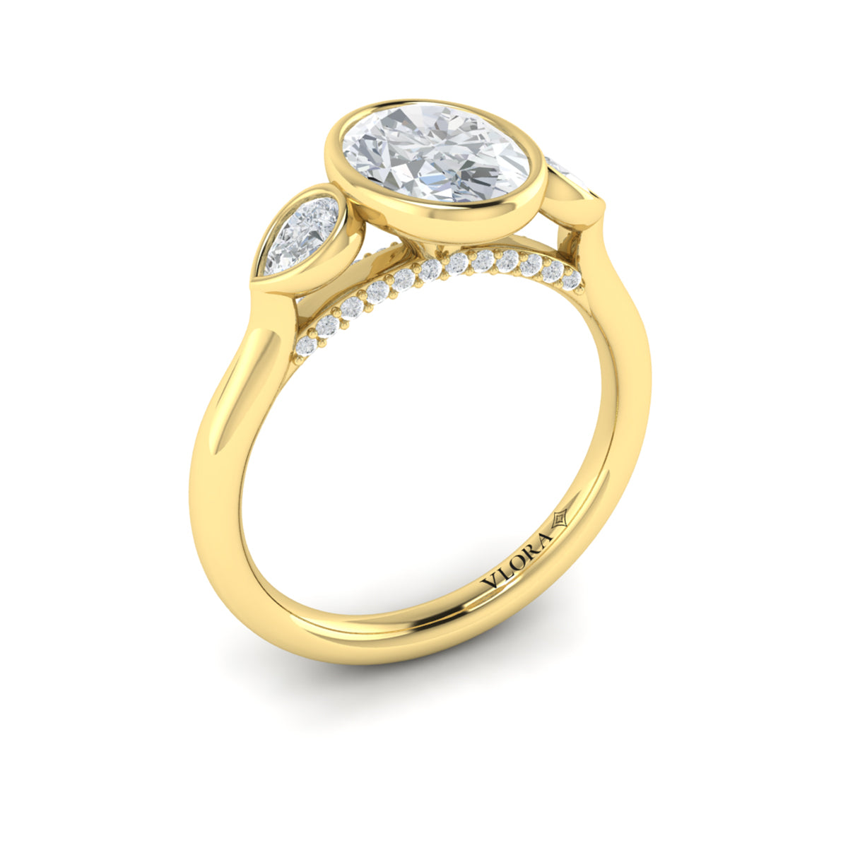 Vlora Jewels Streamlined Oval Bezel Engagement Ring