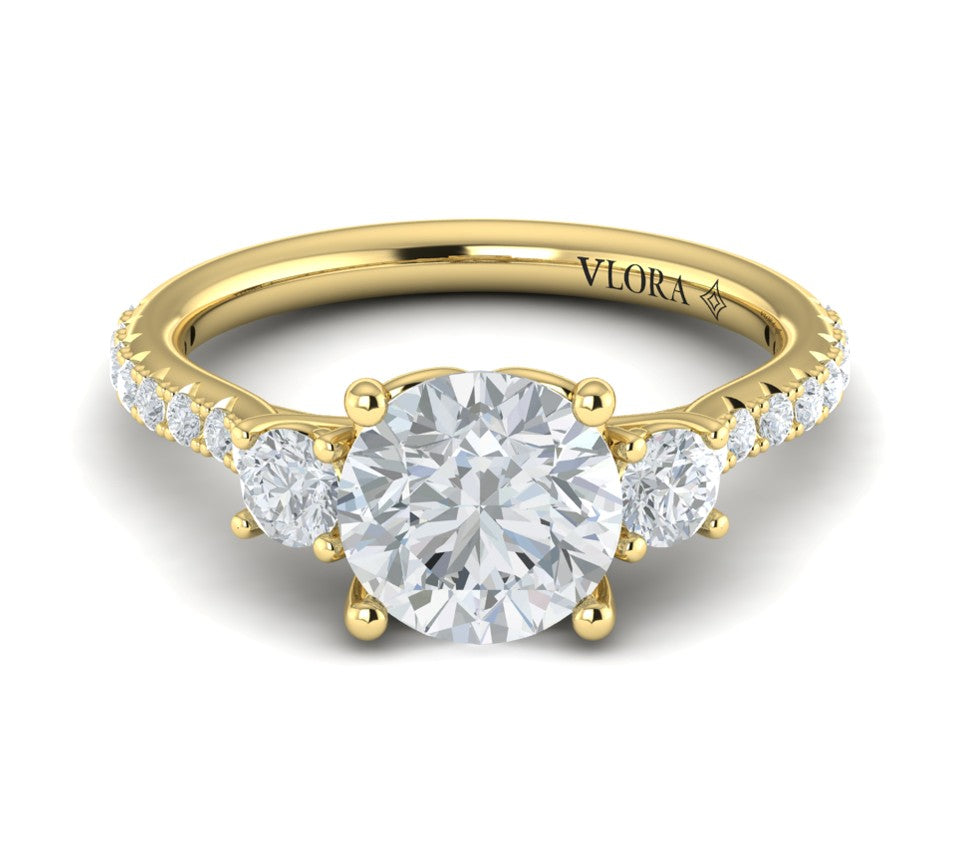 Vlora Jewels Woven Embrace Three Stone Engagement Ring, view 2