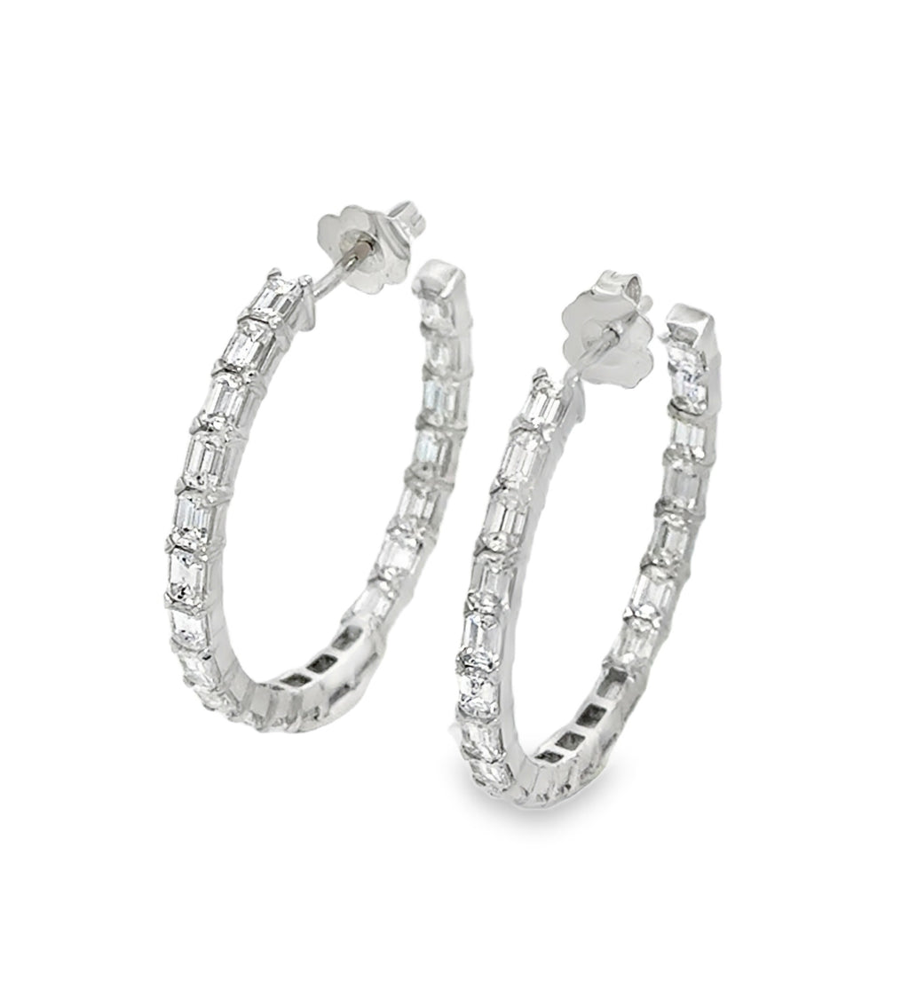 Yourline Emerald Cut Diamond Hoops