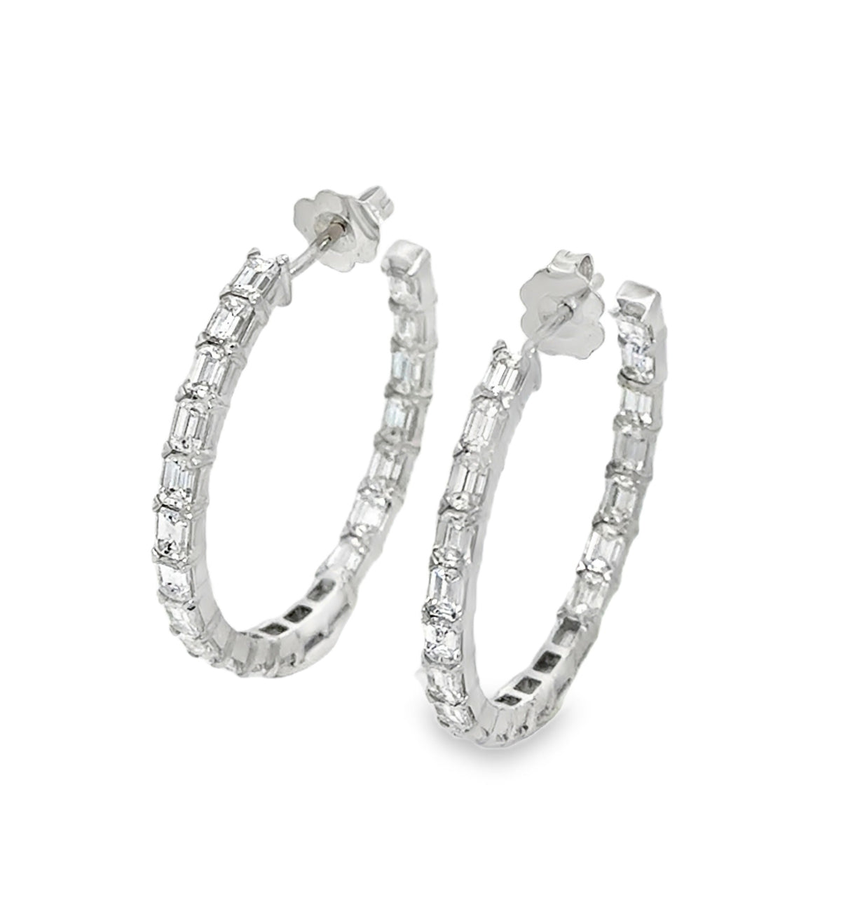 Yourline Emerald Cut Diamond Hoops