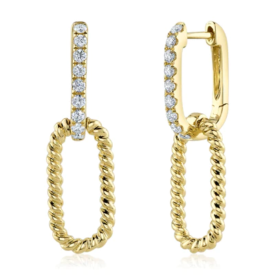 Shy Creations Paperclip Diamond Drop Earrings