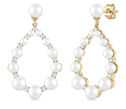 Pearl Drop Diamond Fashion Earrings
