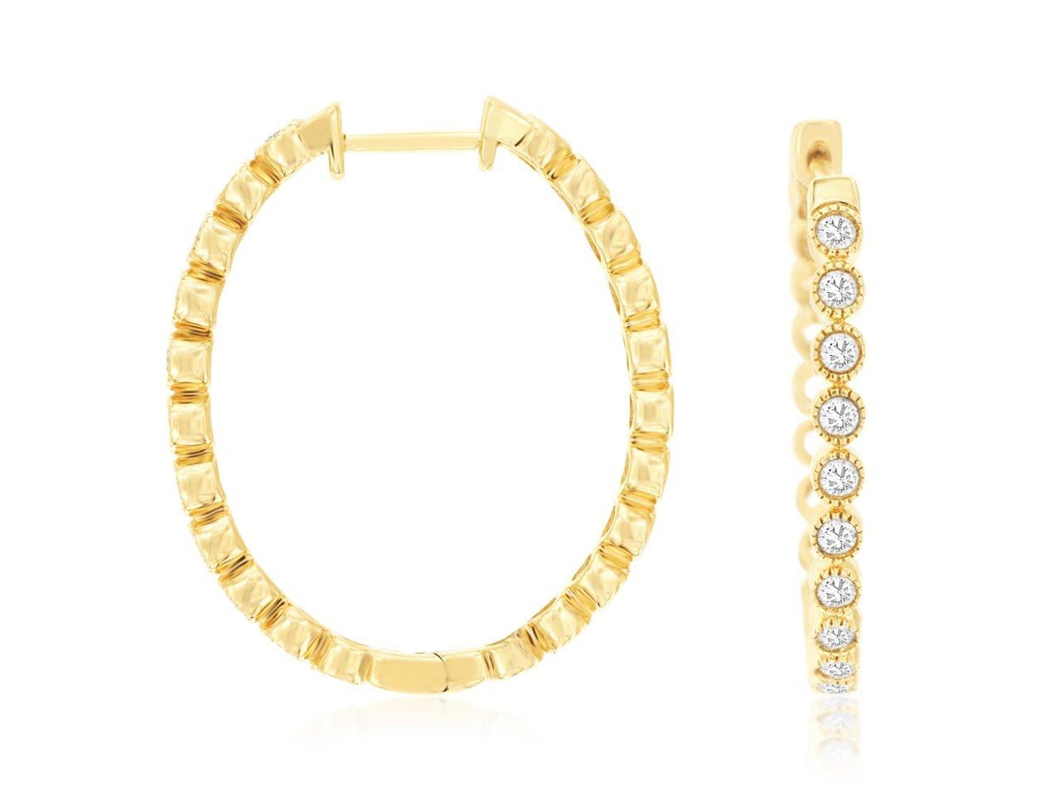 Royal Jewelry Manufacturing Oval Diamond Hoops
