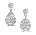 Arya's Collection Diamond Pear Shaped Cluster Drop Earrings