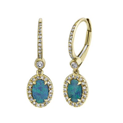 Shy Creations Diamond and Opal Drop Earrings