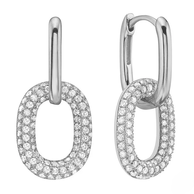 DSL Pearl Diamond Pave Drop Earrings