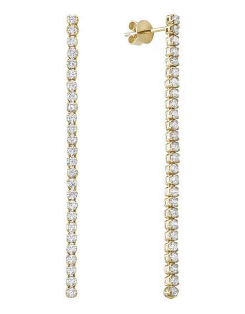 DSL Pearl Diamond Straight Line Drop Earrings
