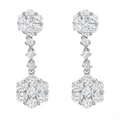 DSL Pearl Diamond Floral Cluster Drop Earrings