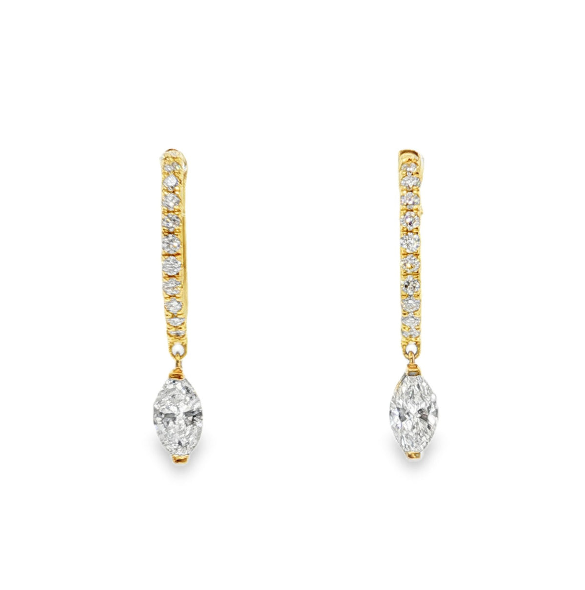 Unison Jewelry Marquise Diamond Drop Earrings, view 2