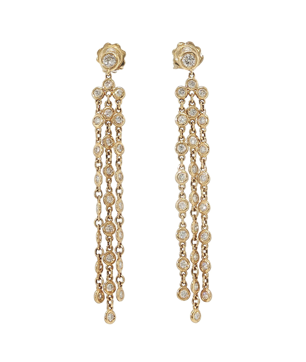 F J KASHI Diamond Bezel Chandelier Earrings