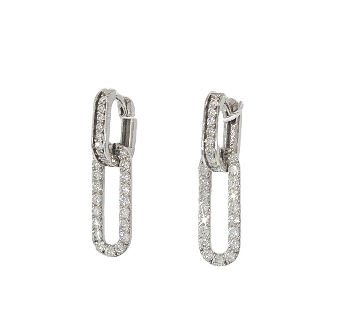 F J KASHI Diamond Paperclip Drop Earrings, view 2