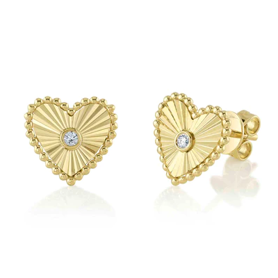 Shy Creations Diamond Bezel Heart Stud Earrings