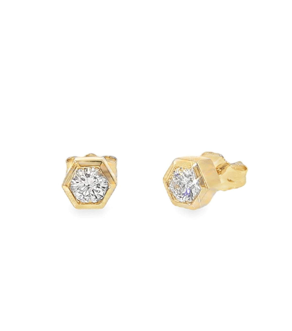Gemma Couture Hexagon Bezel Stud Earrings