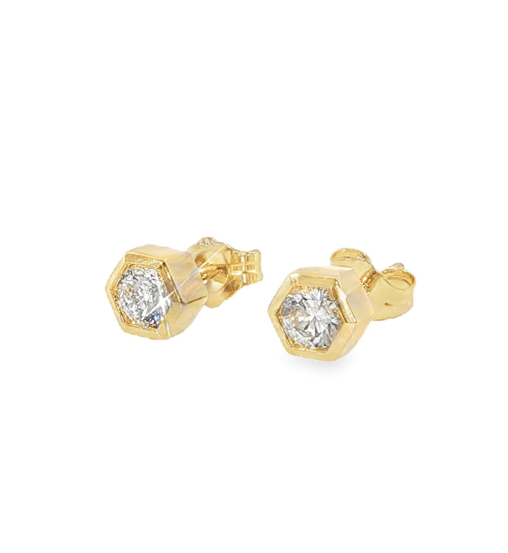 Gemma Couture Hexagon Bezel Stud Earrings, view 2