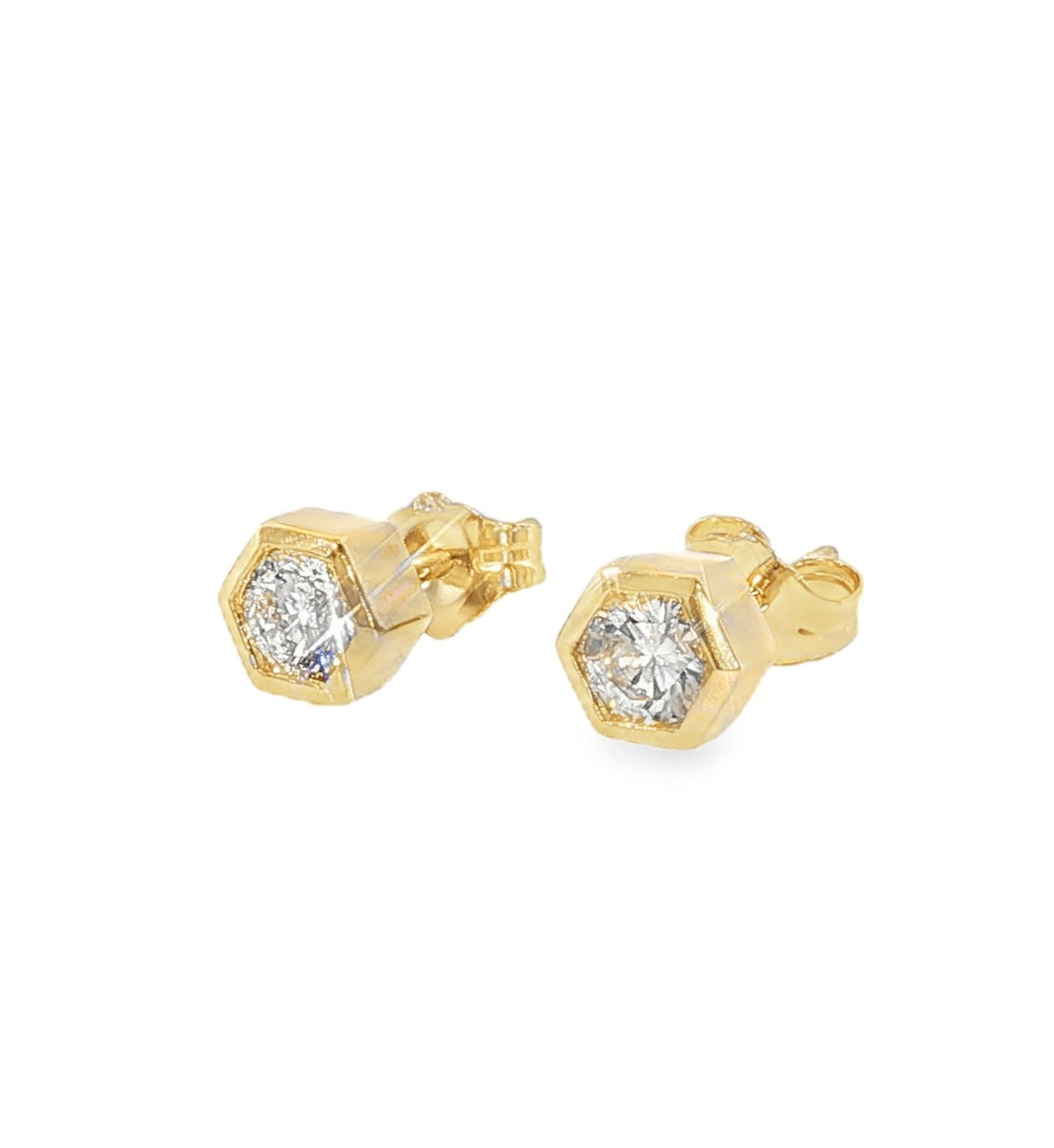 Gemma Couture Hexagon Bezel Stud Earrings, view 2