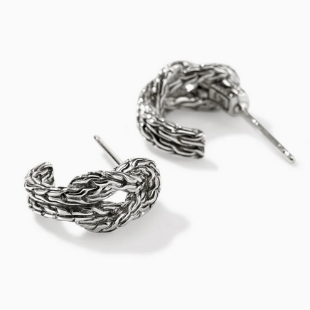 John Hardy Love Knot Hoop Earring, Sterling Silver, 13MM, view 2