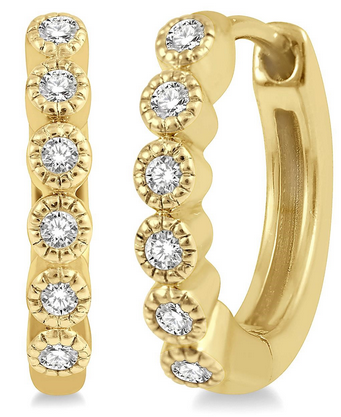 Diamond Beaded Bezel Huggies