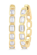 Ashi Diamond Emerald Shape Bezel Set Diamond Fashion Hoop Earrings