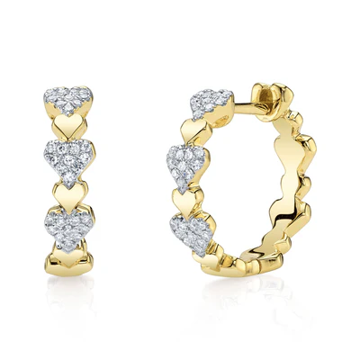 Shy Creations Diamond Pave Heart Hoops