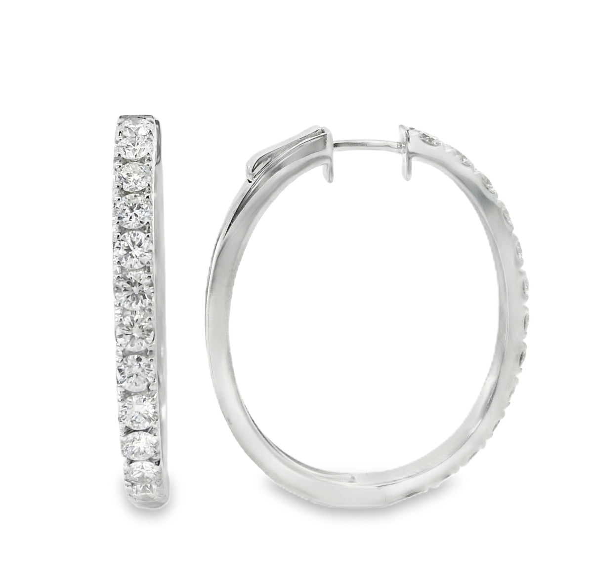 H.J. Namdar Oval Diamond Hoops, view 2