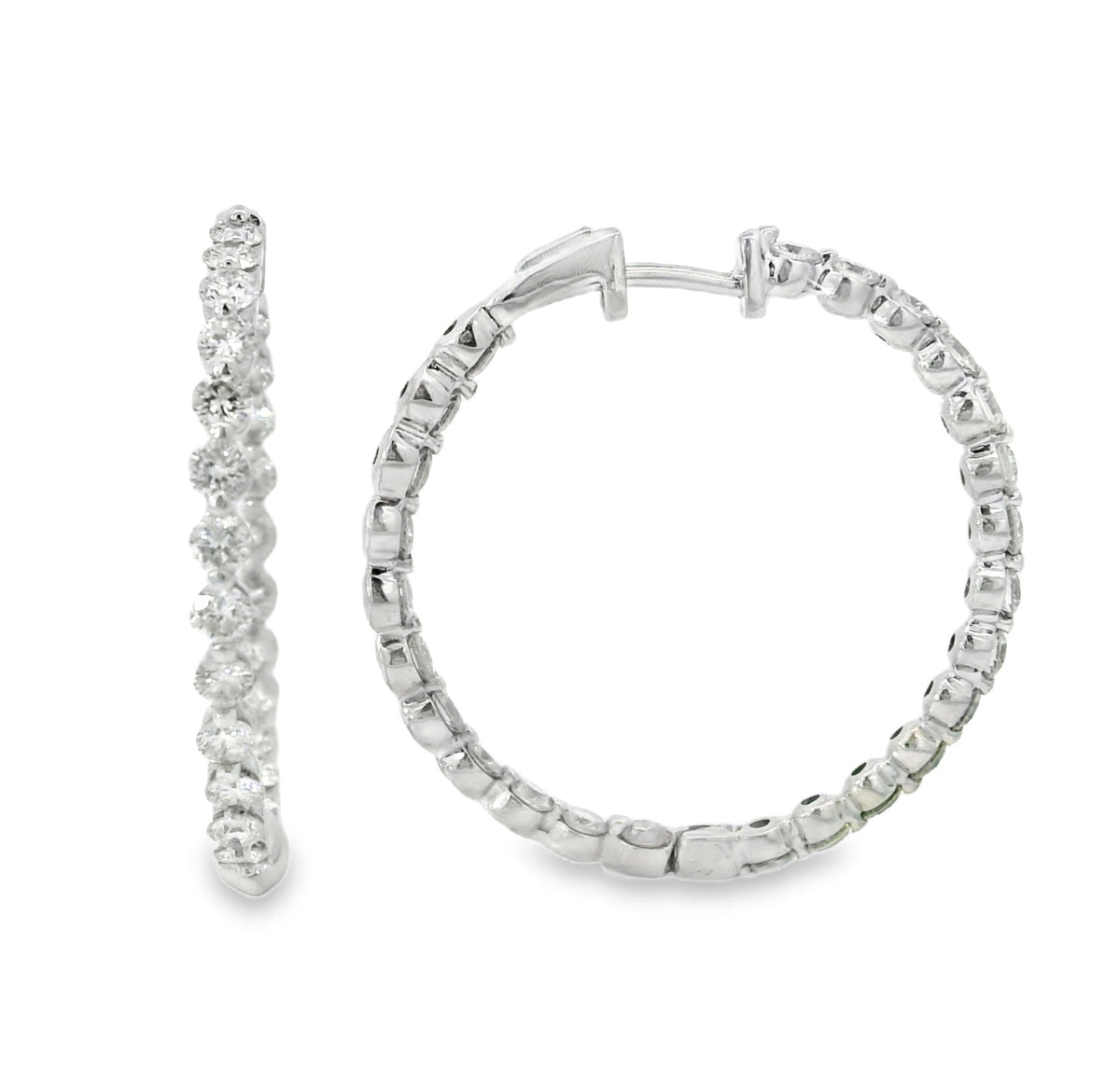 H.J. Namdar Single Prong Diamond Hoops, view 2