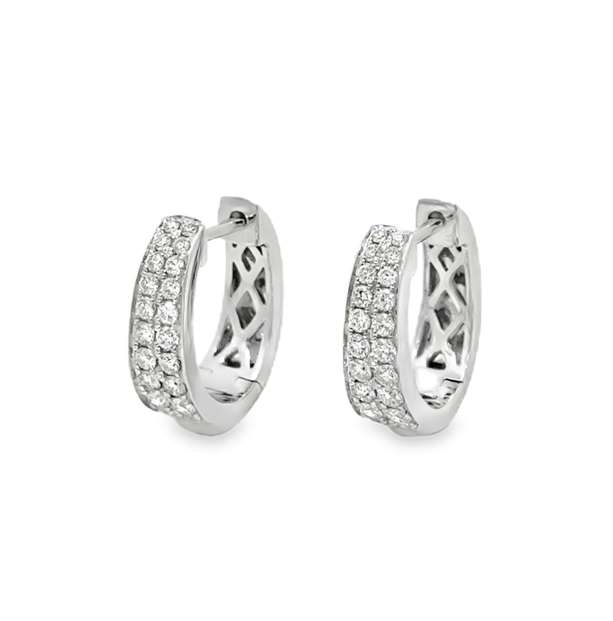 Arya's Collection Diamond Double Row Hoops