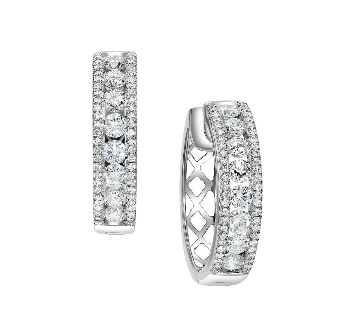Arya's Collection Diamond Triple Row Hoops