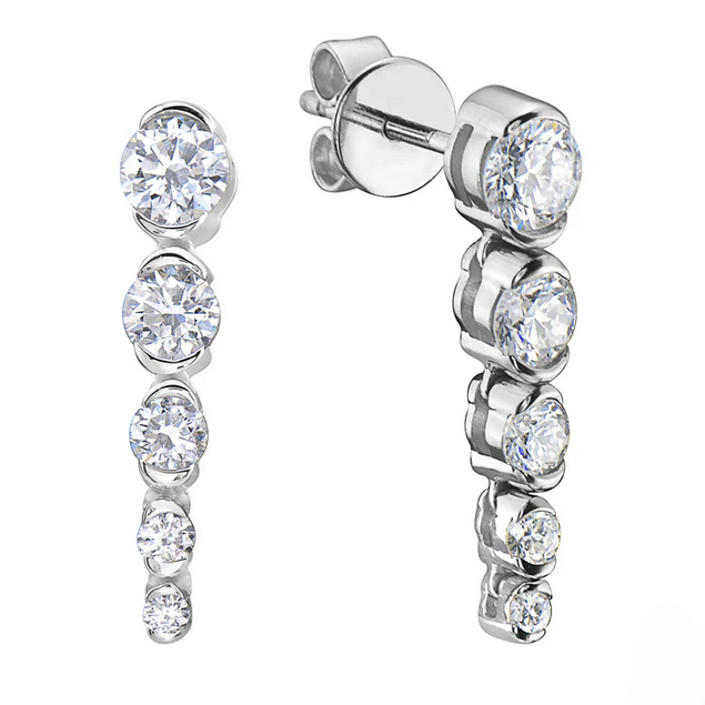 DSL Pearl Diamond Graduated Drop Earrings