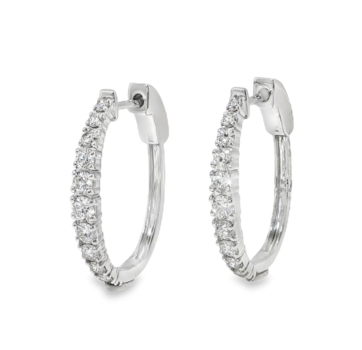 Interings Diamond Graduated Oval Hoop Earrings