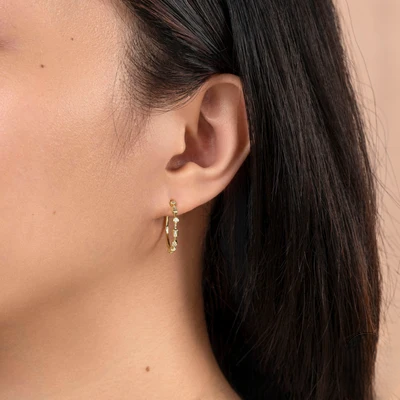 Shy Creations Diamond Mixed Cut Bezel Hoops, view 2