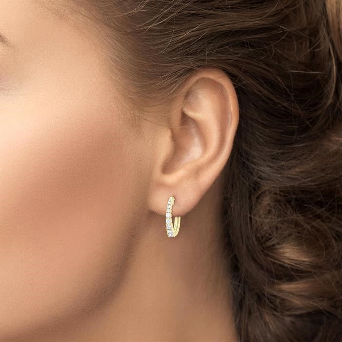 Graduated Diamond Fashion Hoop Earrings