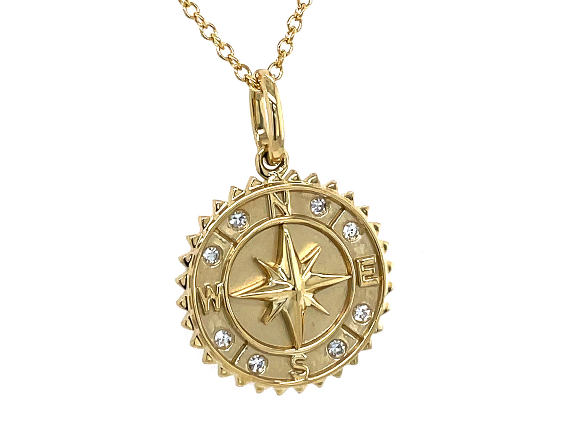 Dilamani Diamond Compass Medallion Necklace