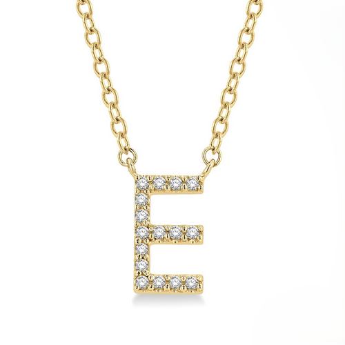 Ashi Diamond Block 'E' Initial Diamond Pendant