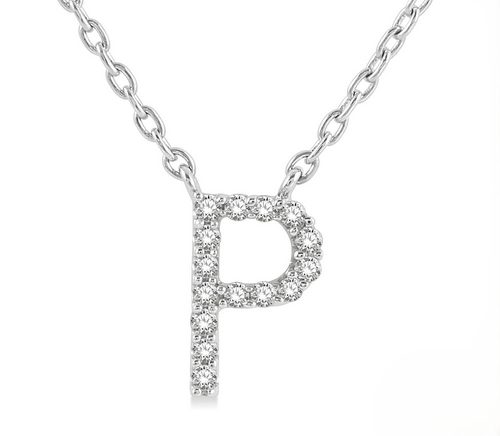 Ashi Diamond Block 'P' Initial Diamond Pendant