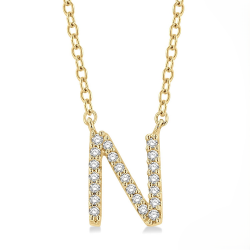 Ashi Diamond Block 'N' Initial Diamond Pendant